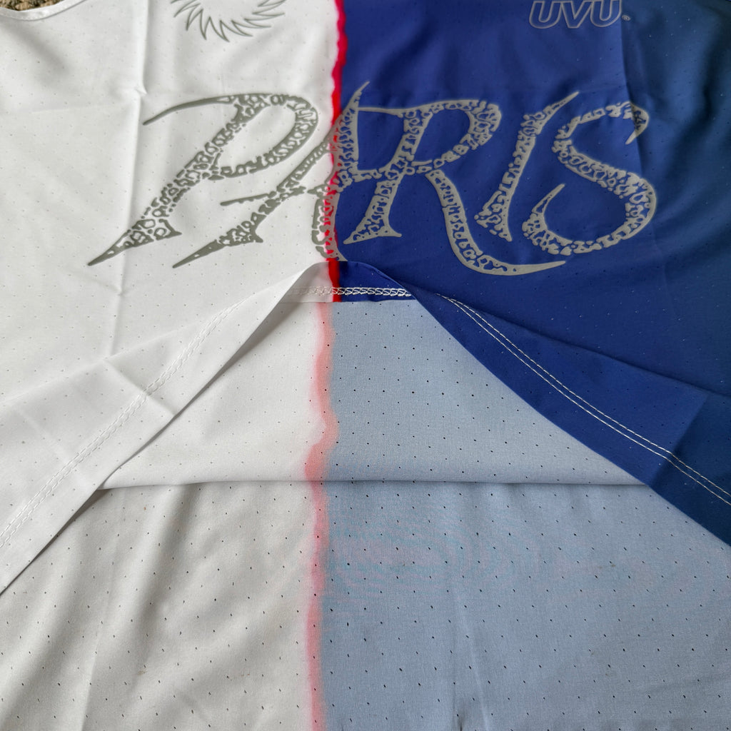 UVU Split Paris Tank Top – Blue/White