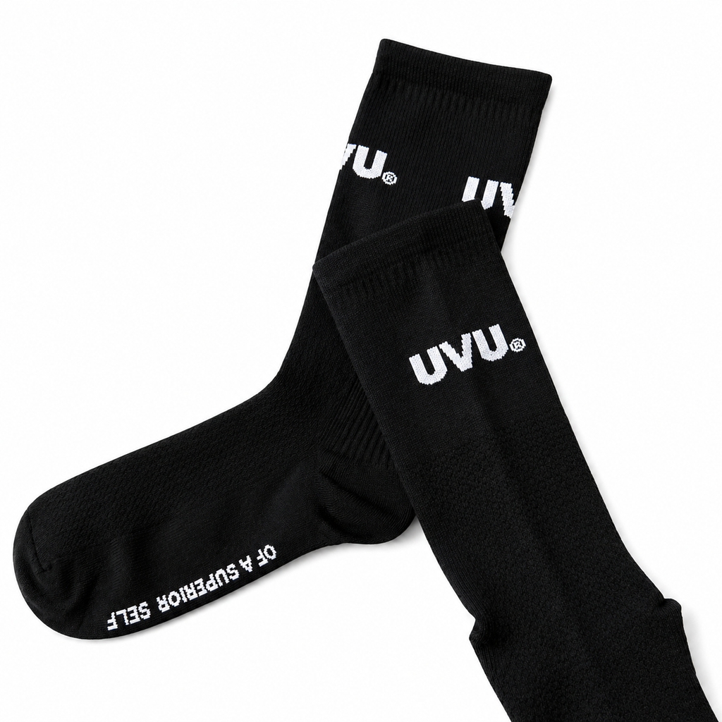 UVU Crew Socks – Black (Signature Text Edition)