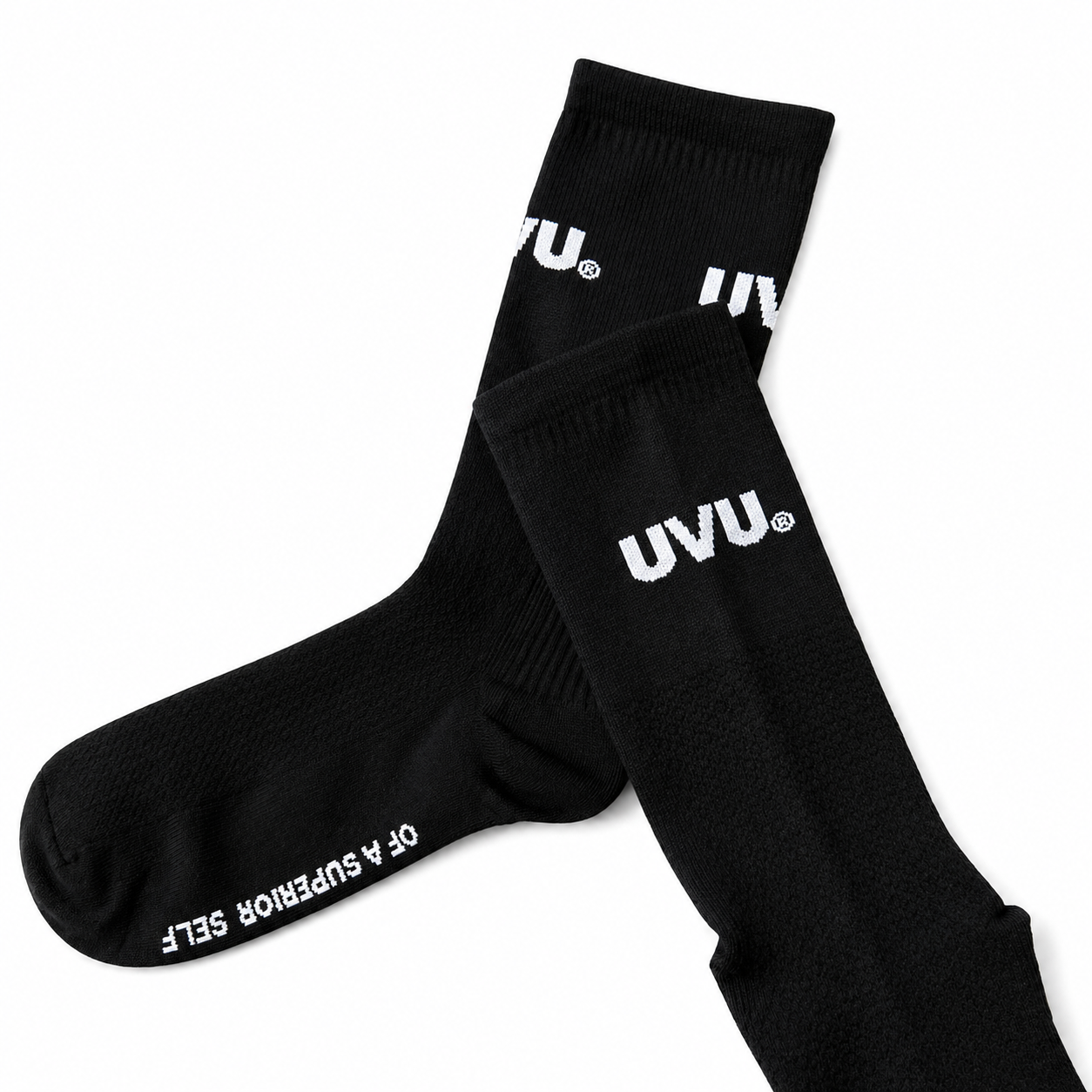 UVU Crew Socks – Black (Signature Text Edition)