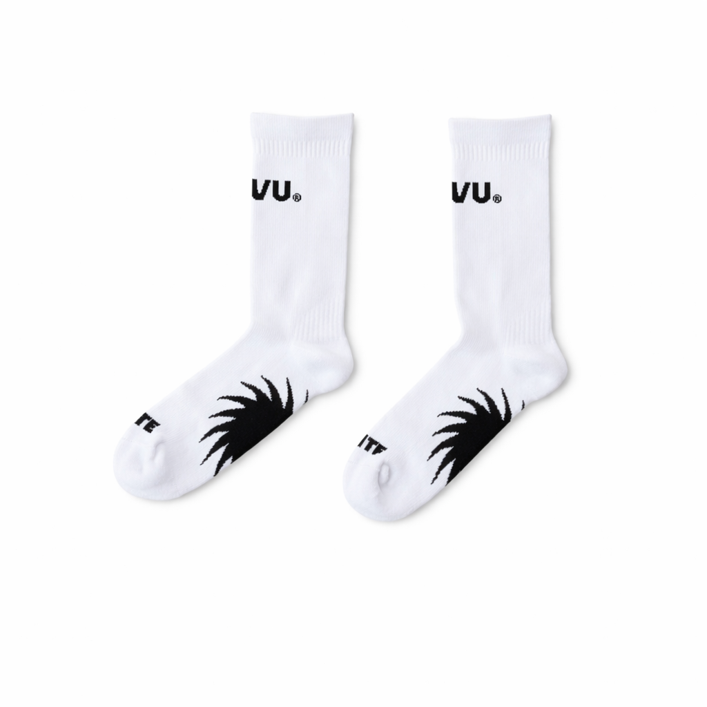 UVU Crew Socks – White (Sunburst Graphic Edition)