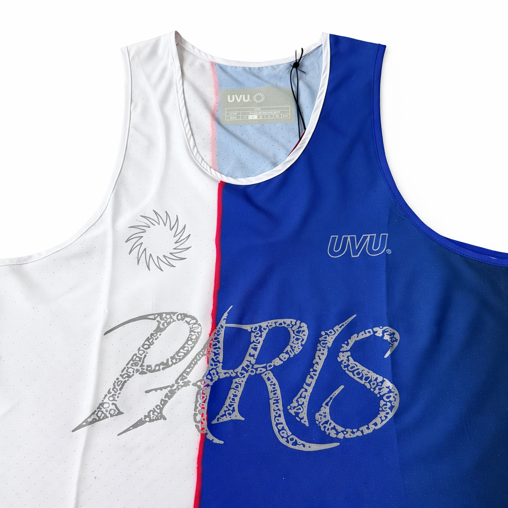 UVU Split Paris Tank Top – Blue/White