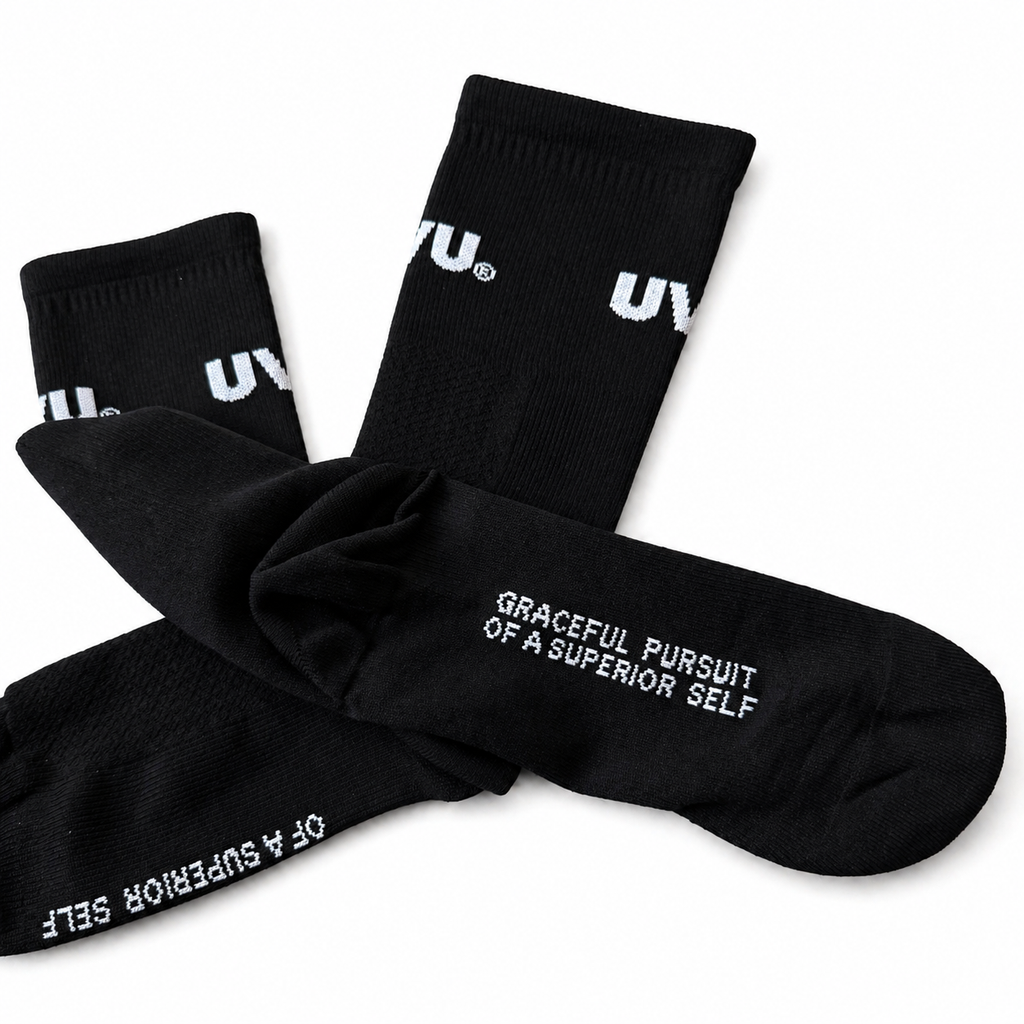 UVU Crew Socks – Black (Signature Text Edition)