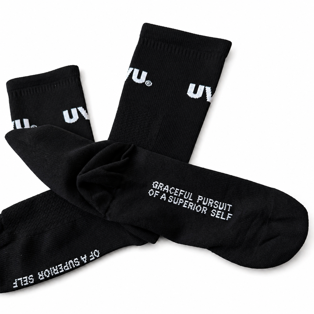 UVU Crew Socks – Black (Signature Text Edition)