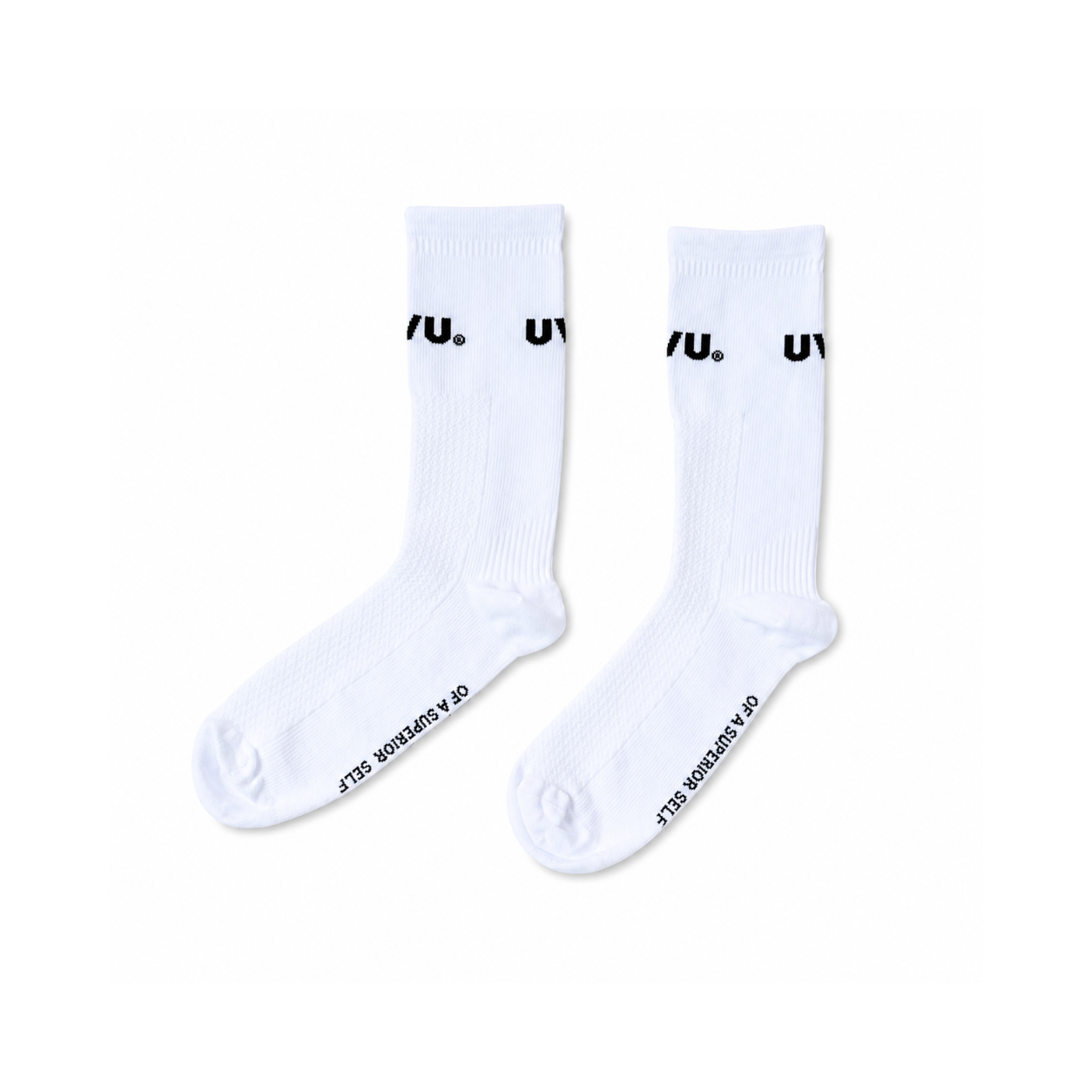 UVU Crew Socks – White (Minimal Logo)